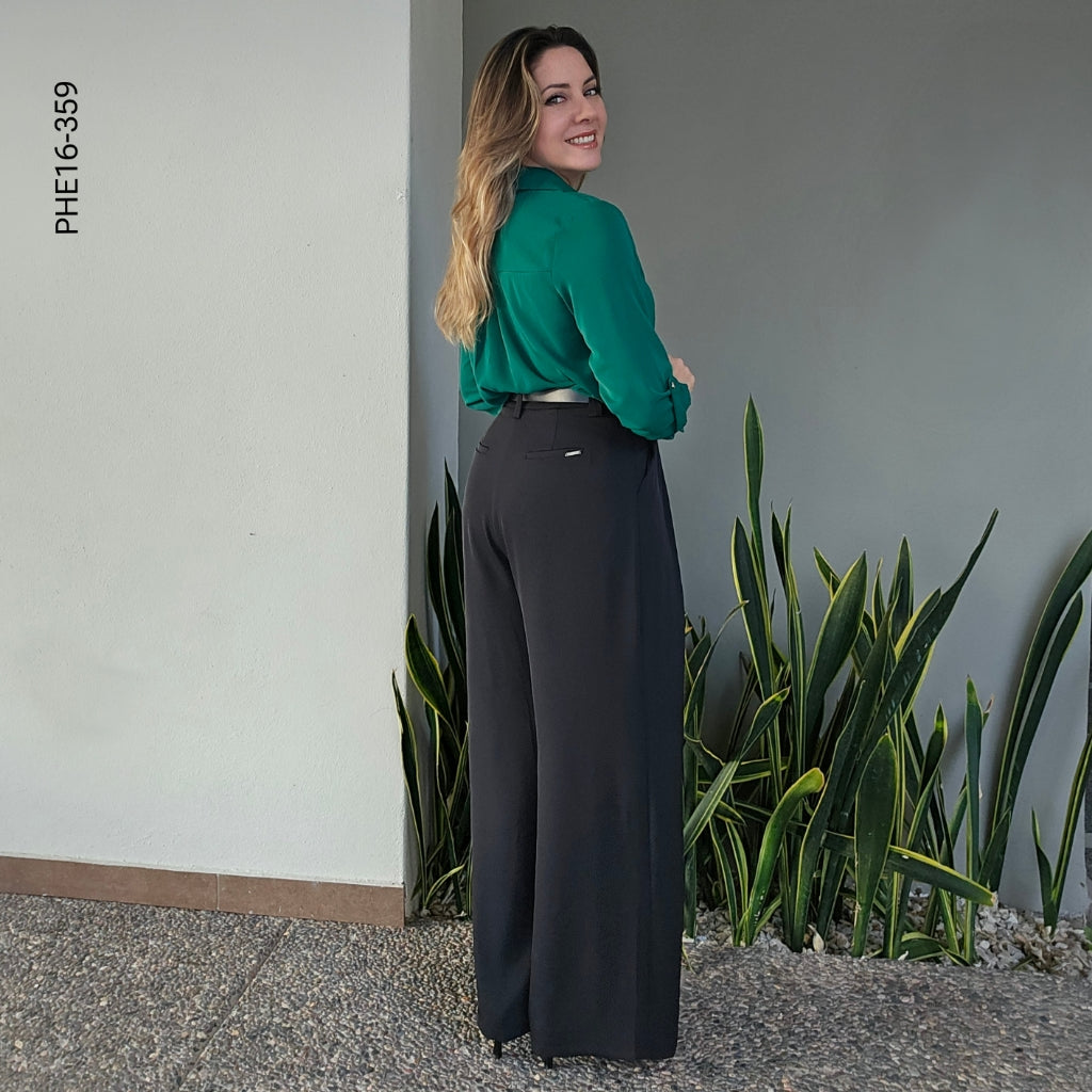 Pantalón de vestir wide leg con cinto P 359