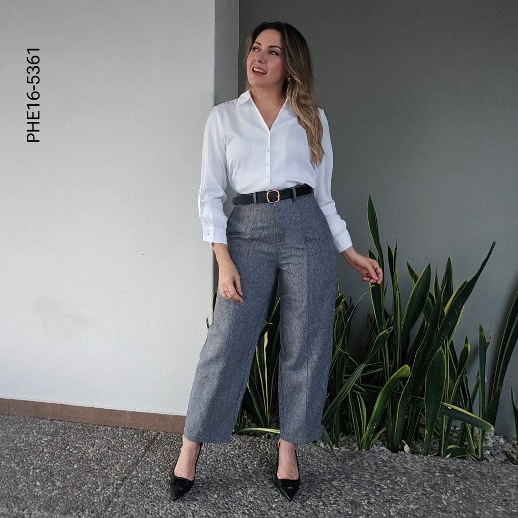 Pantalón de vestir gris con textura P 5361