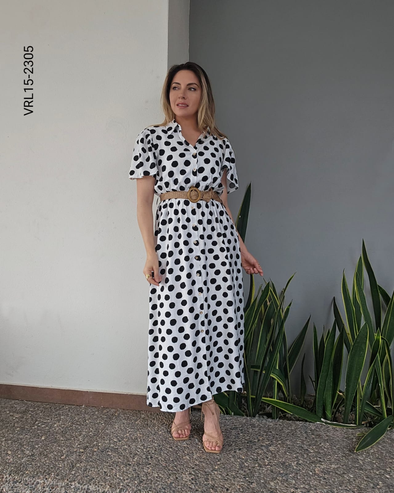 Vestido largo con cinto O 2305