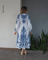 Vestido manga larga estampado M 374