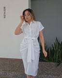 Vestido manga corta drapeado P 2285