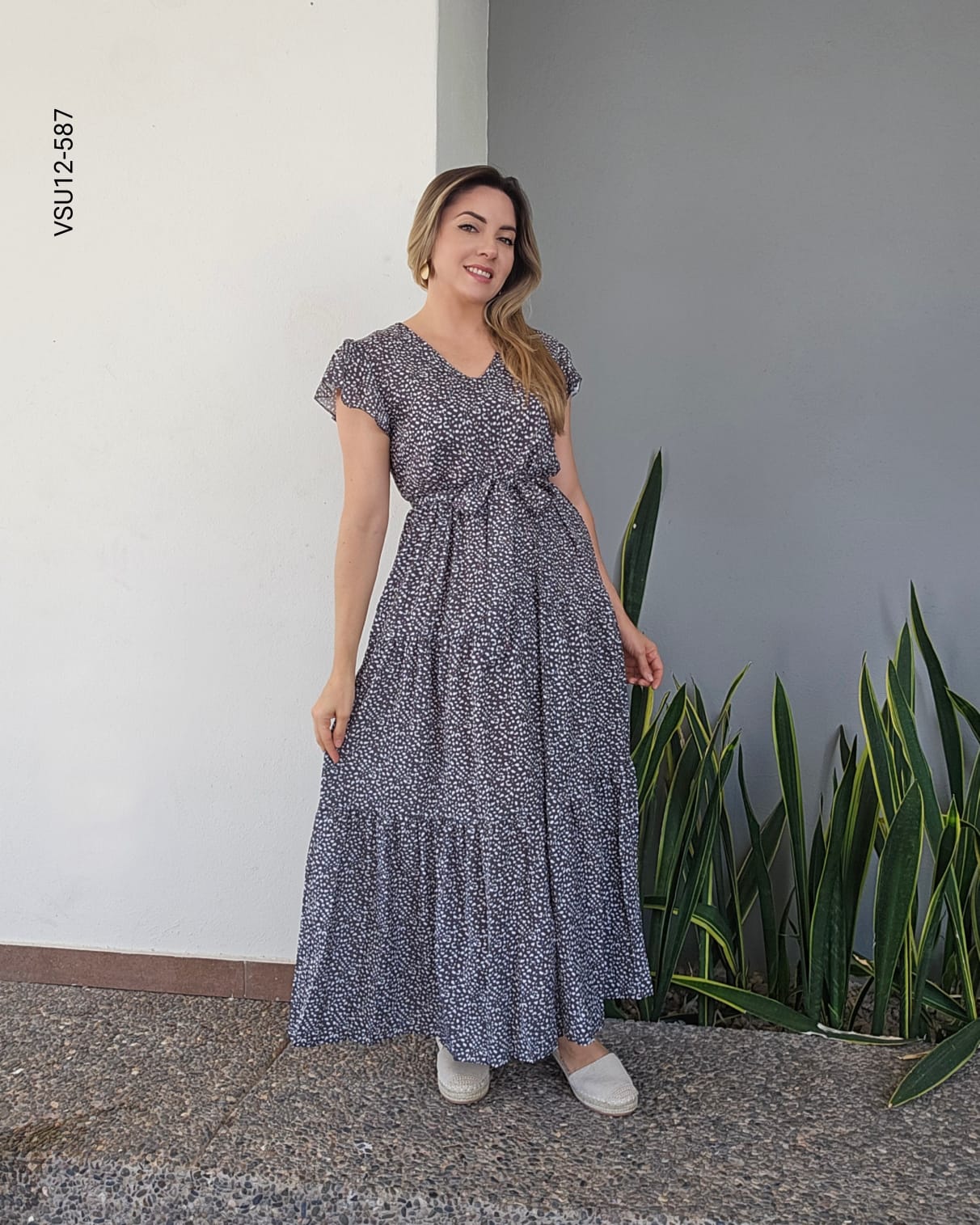 Vestido largo cuello en V L 587