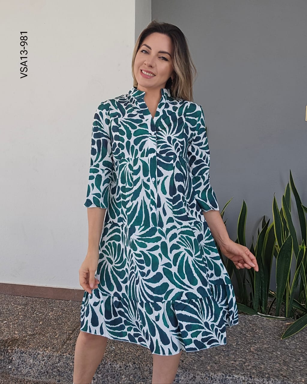 Vestido midi manga 3/4 M 981