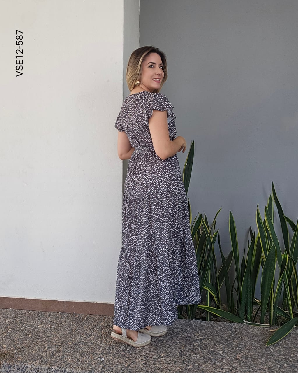 Vestido largo cuello en V L 587