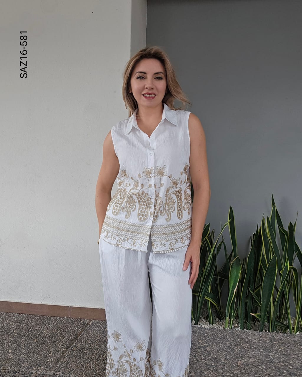 Set de blusa camisera sin mangas P 581