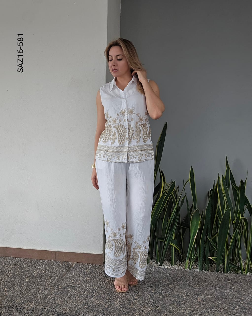 Set de blusa camisera sin mangas P 581