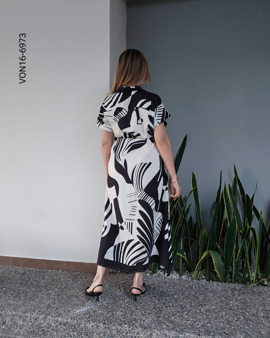 Vestido largo estampado con botones P 6983