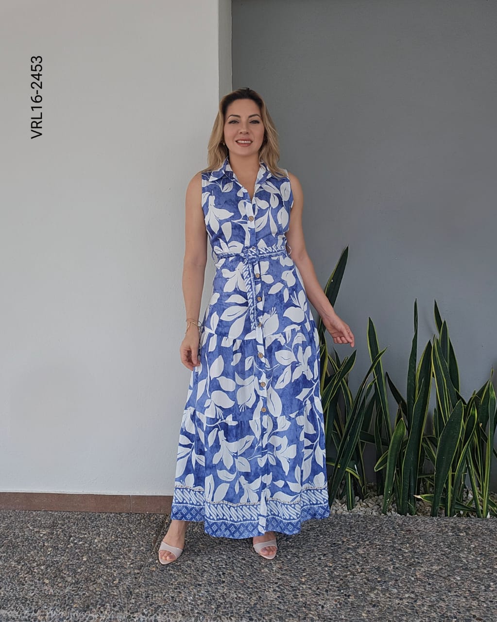 Vestido sin manga estampado floral P 2453