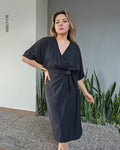 Vestido midi corte cruzado con lazo Q 178