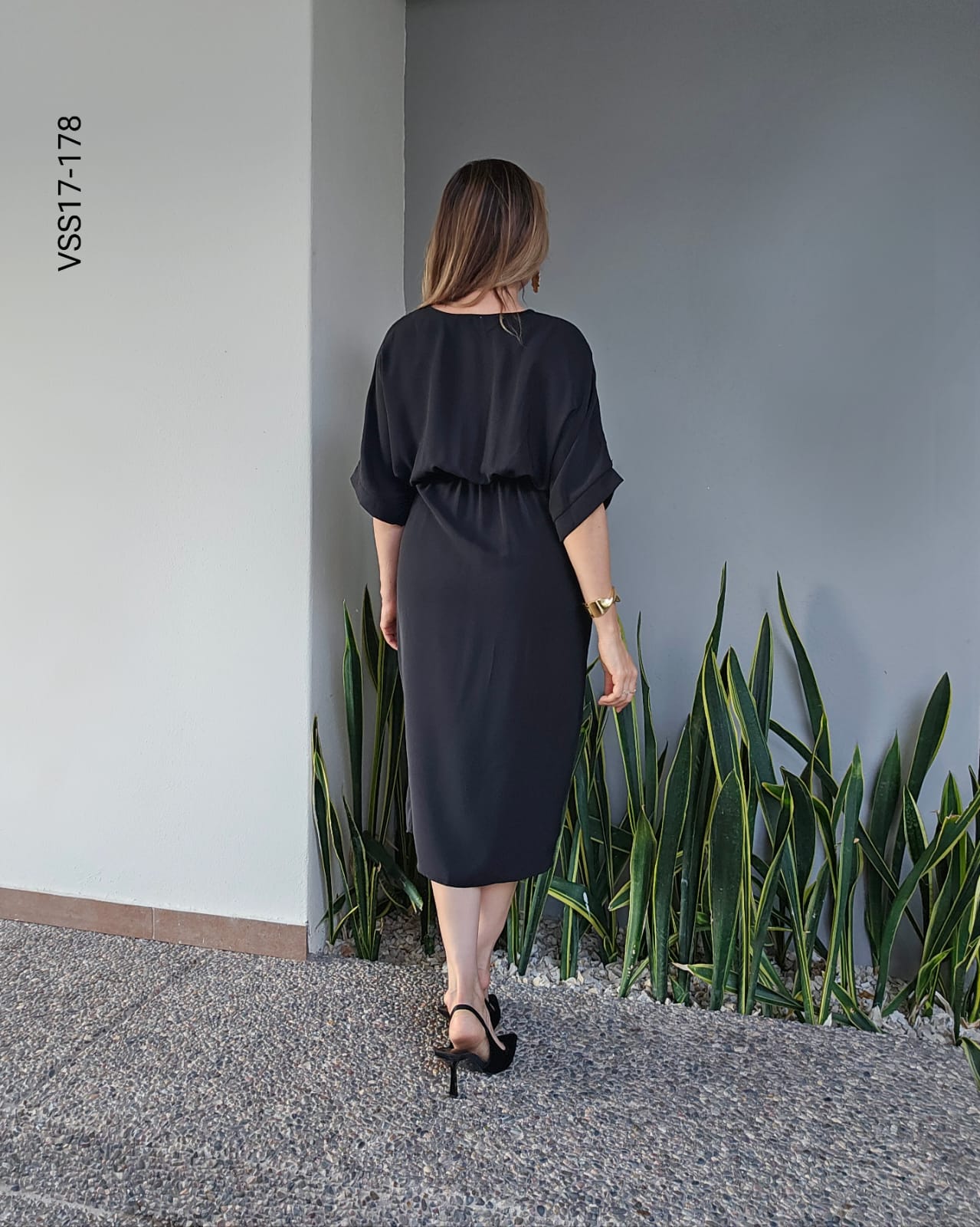Vestido midi corte cruzado con lazo Q 178