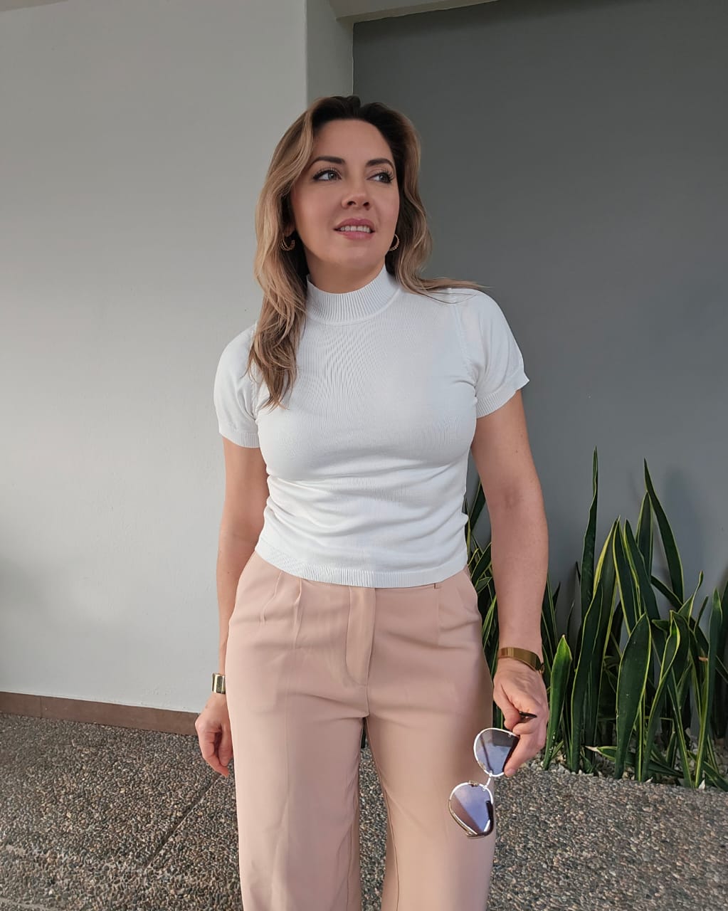 Blusa manga corta cuello alto H 380