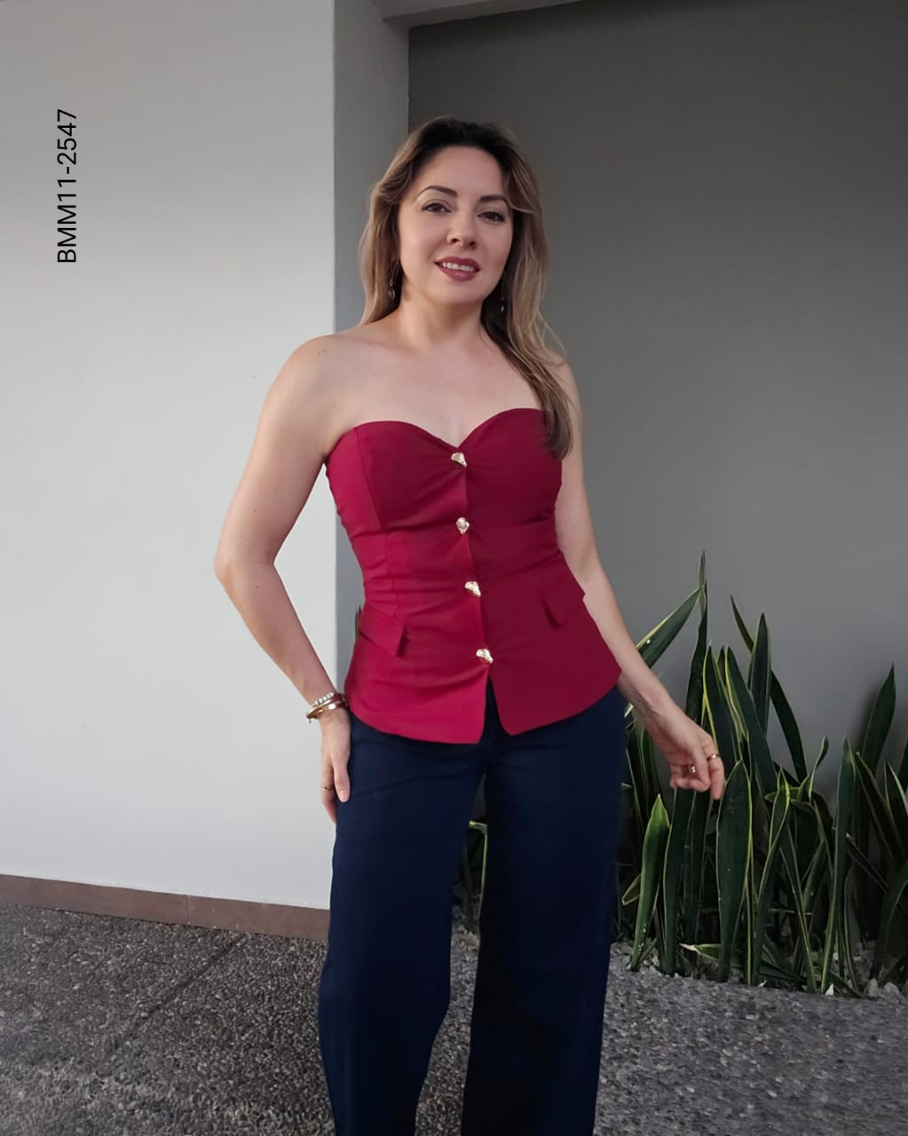 Blusa corsé strapless escote corazón K 2547