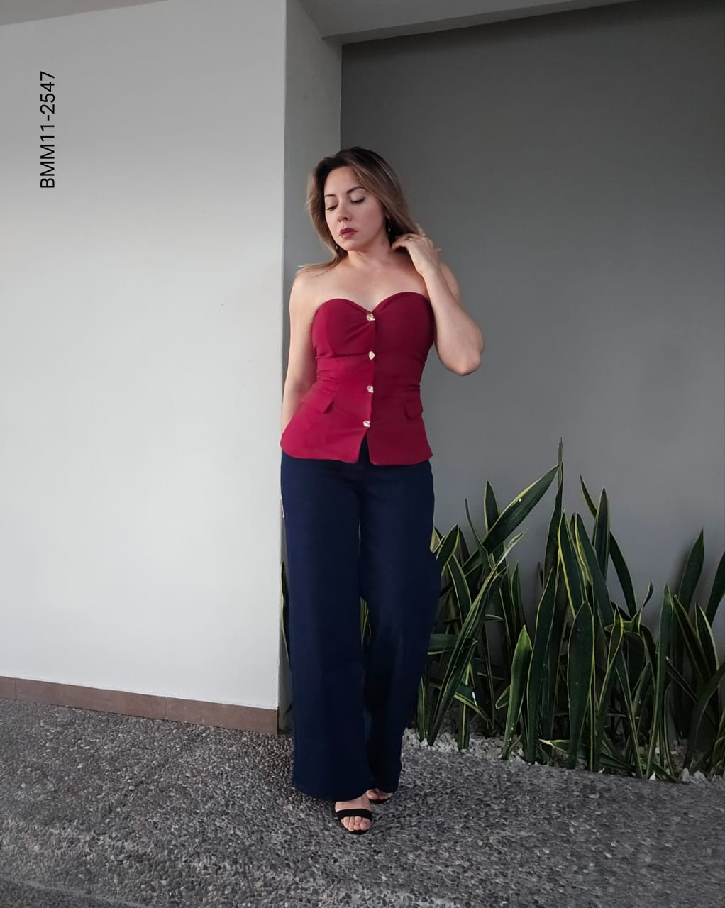 Blusa corsé strapless escote corazón K 2547