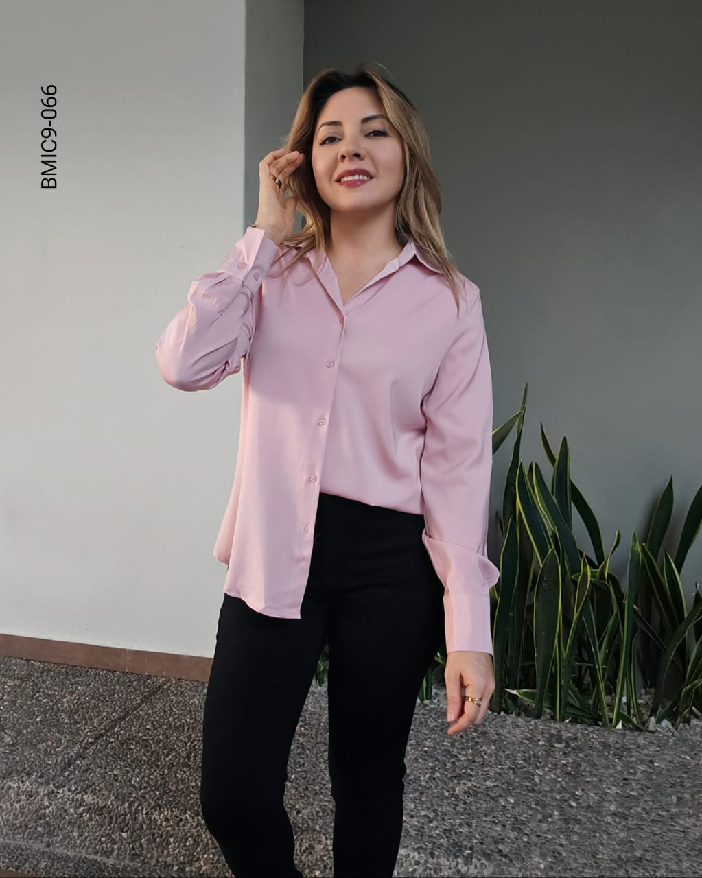 Blusa manga larga cuello camisero I 066