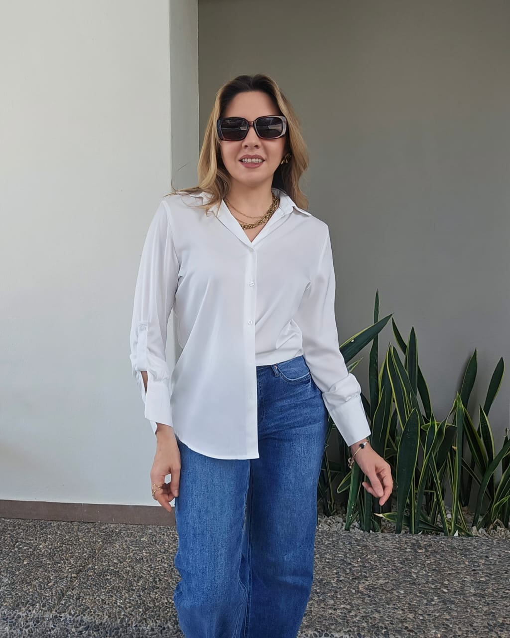 Blusa manga larga cuello camisero I 066