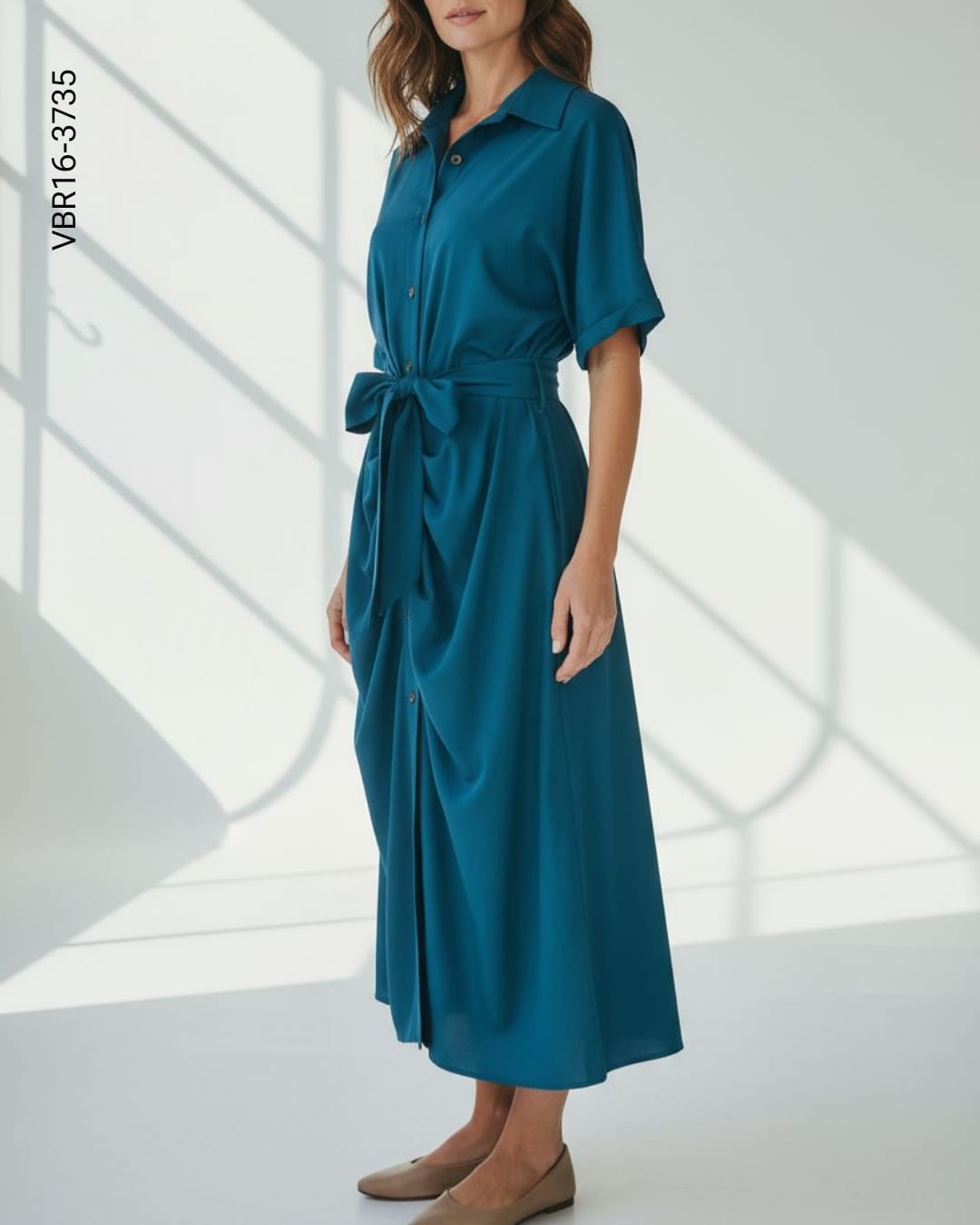 Vestido midi con lazo en cintura P 3735