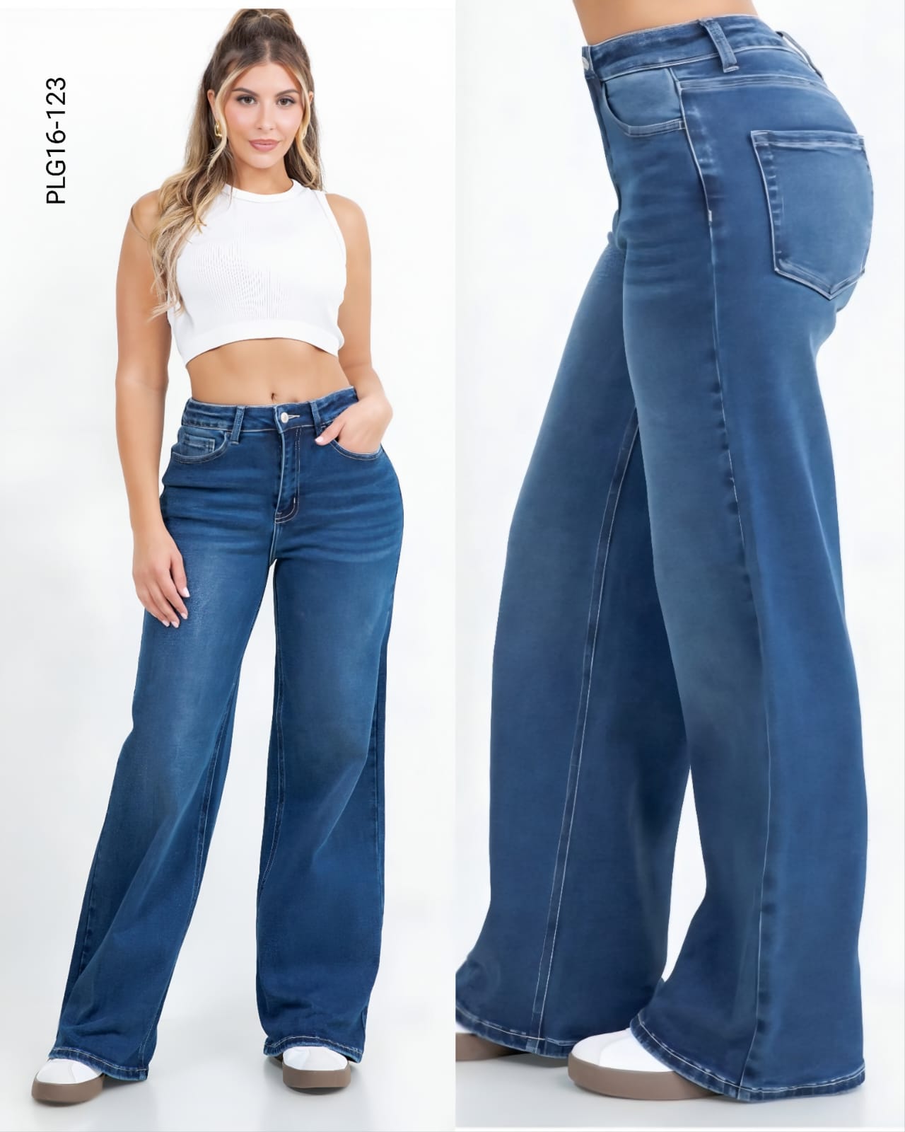 Pantalón de mezclilla wide leg P 123