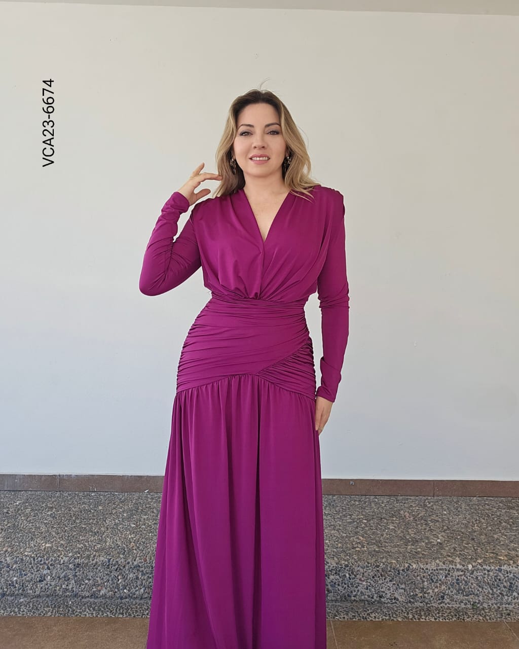 Vestido manga larga escote en v W 6674