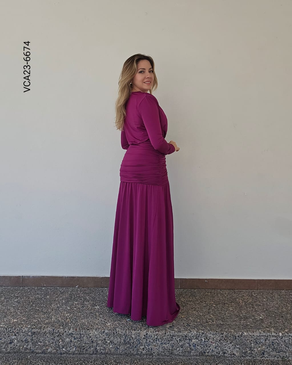 Vestido manga larga escote en v W 6674