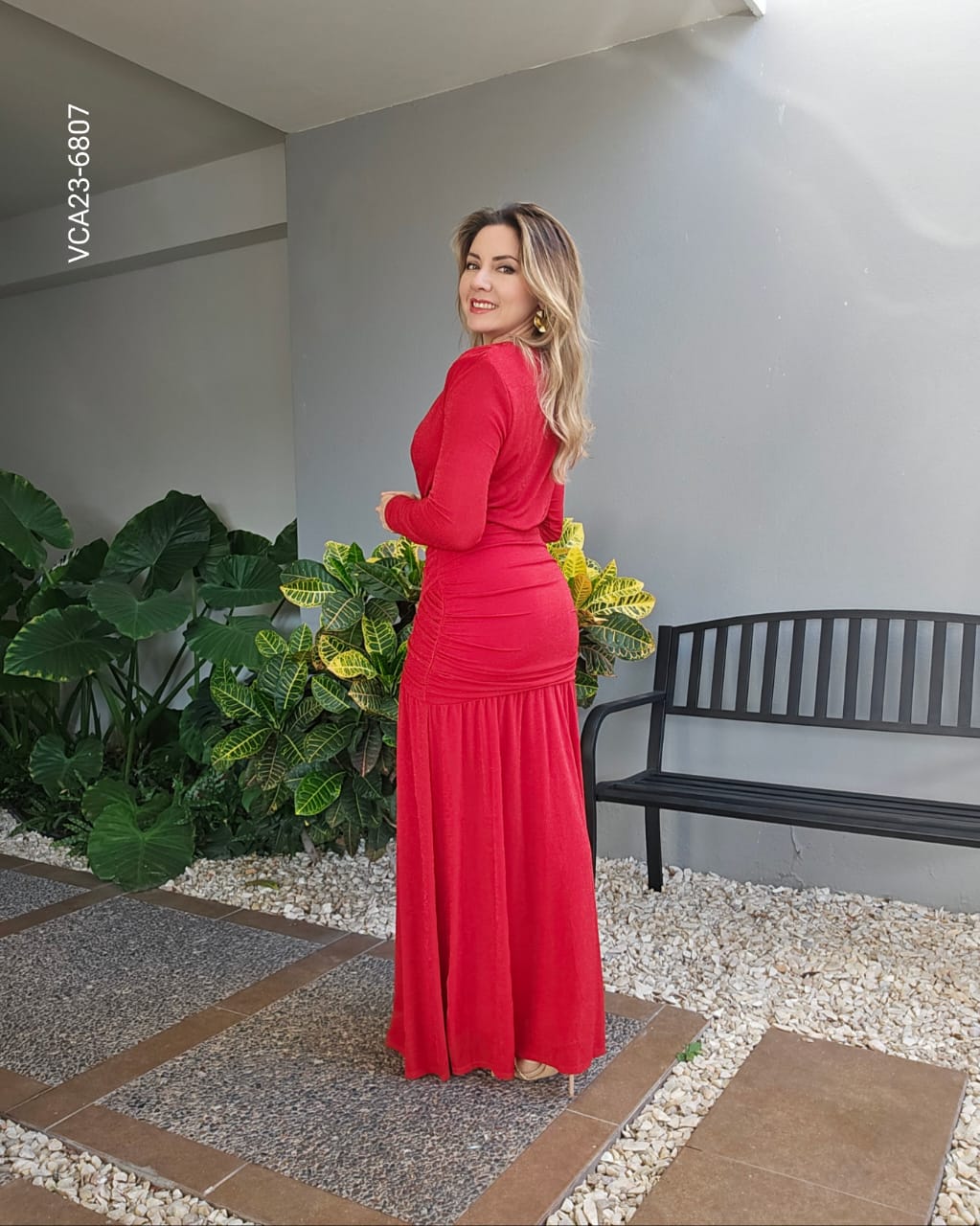 Vestido largo escote profundo V W 6807
