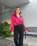 Blusa satín manga larga J 448