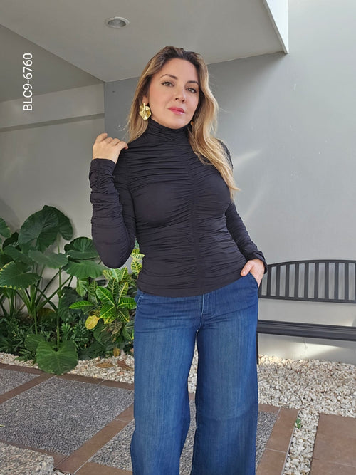 Blusa manga larga cuello alto I 6760