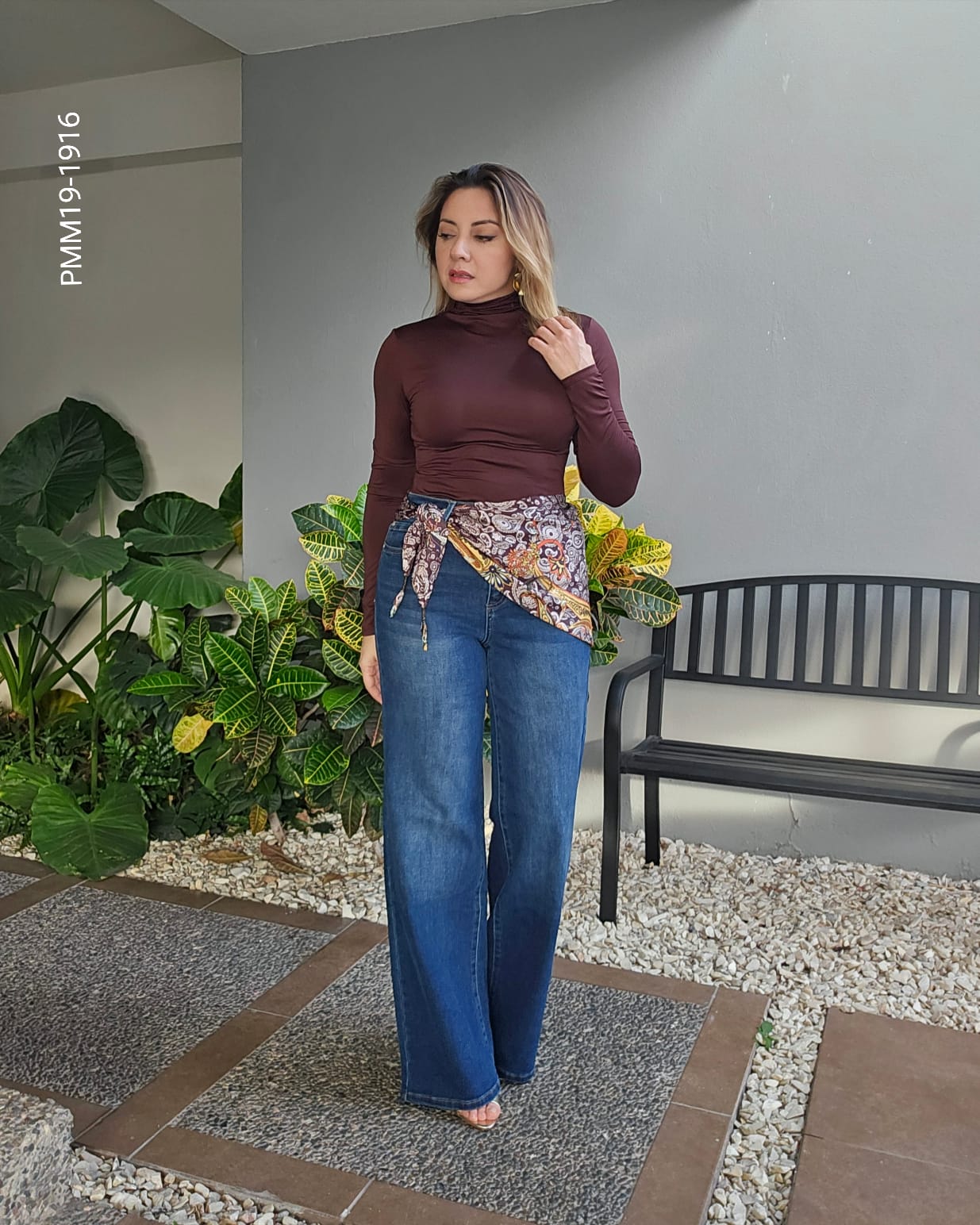 Pantalón de mezclilla corte wide-leg S 1916