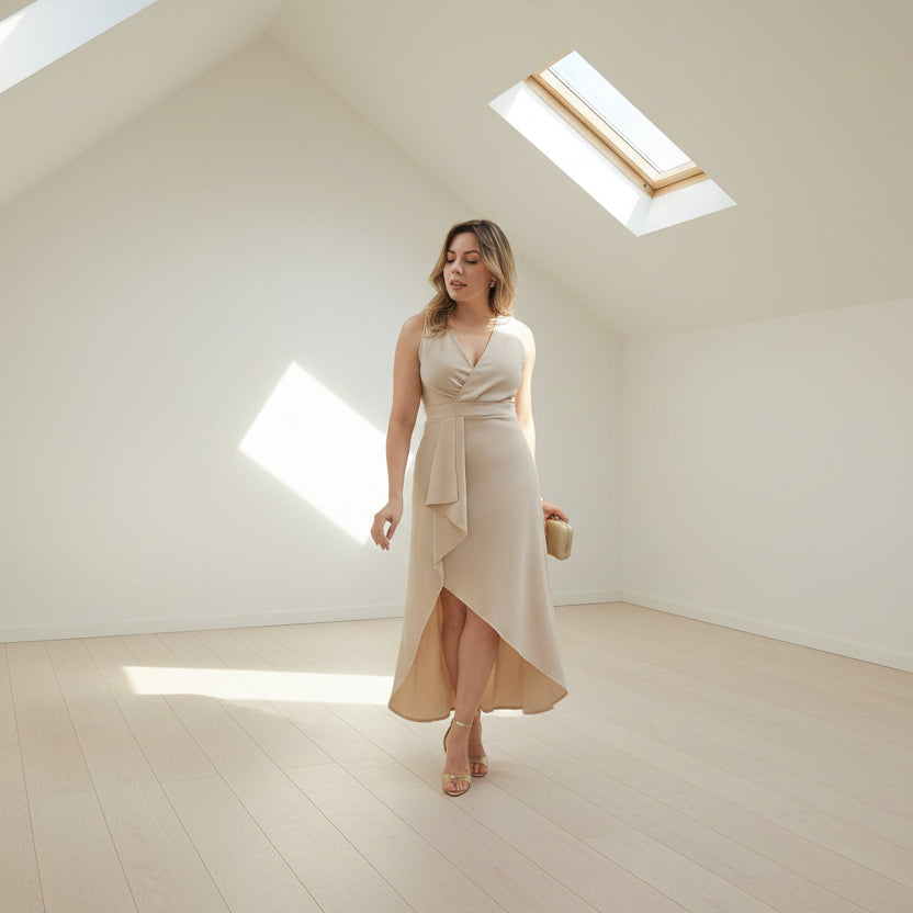 Vestido midi cruzado escote en V T 2210