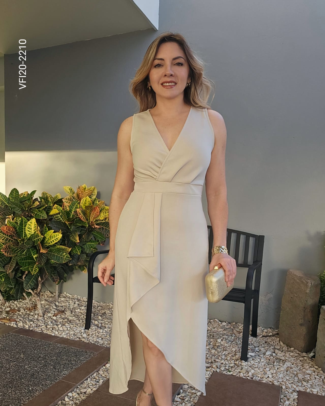 Vestido midi cruzado escote en V T 2210