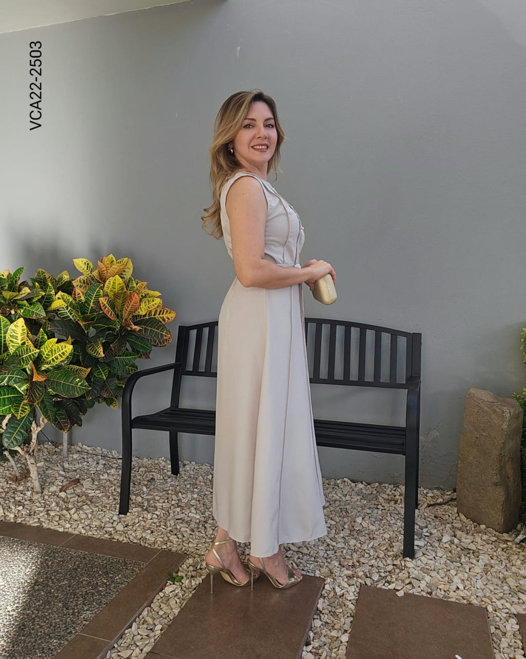 Vestido midi linea A falda acampanada  V 2503