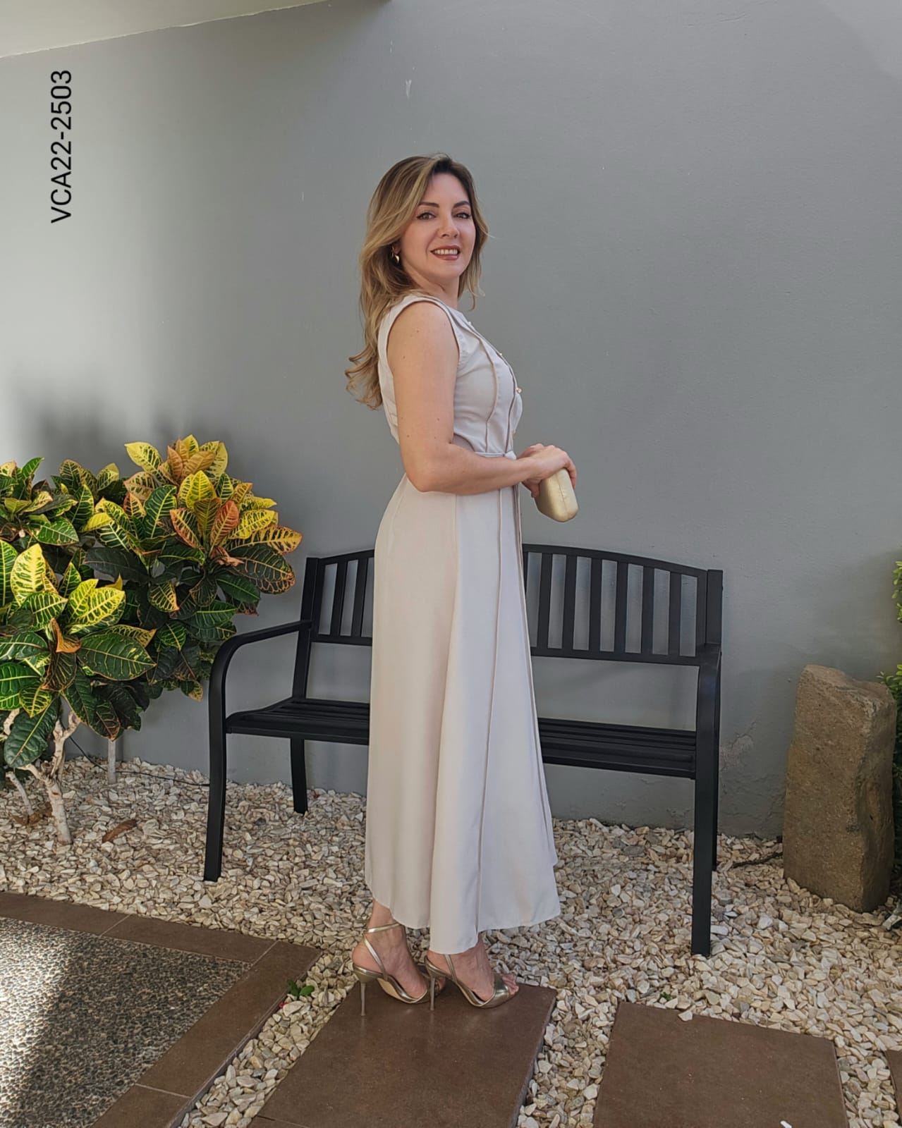 Vestido midi linea A falda acampanada  V 2503