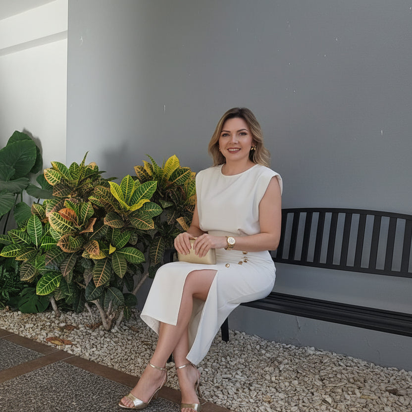 Vestido midi entallado con botones S 8093
