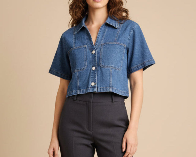 Blusa de mezclilla botones metálicos H 409