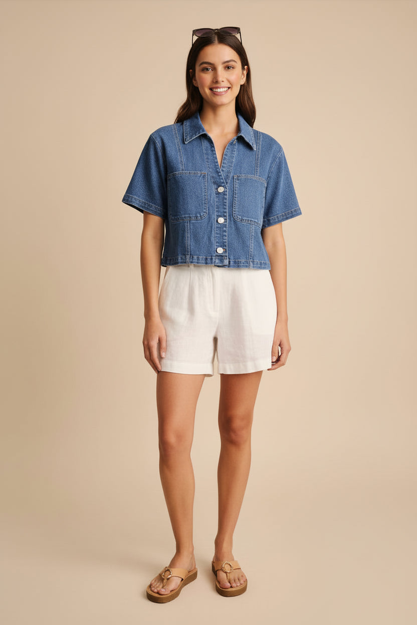 Blusa de mezclilla botones metálicos H 409