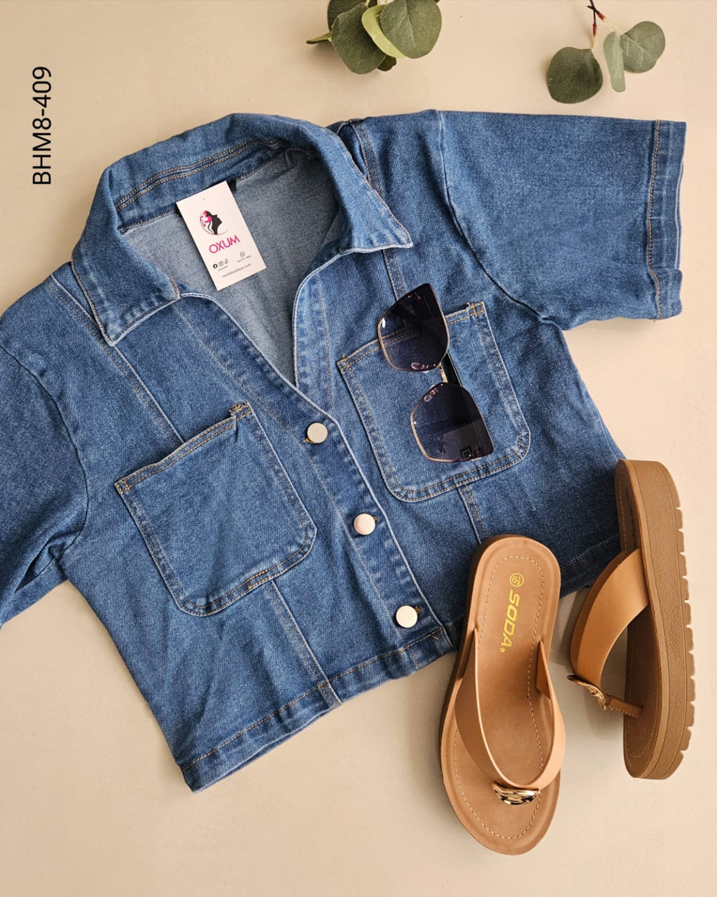 Blusa de mezclilla botones metálicos H 409