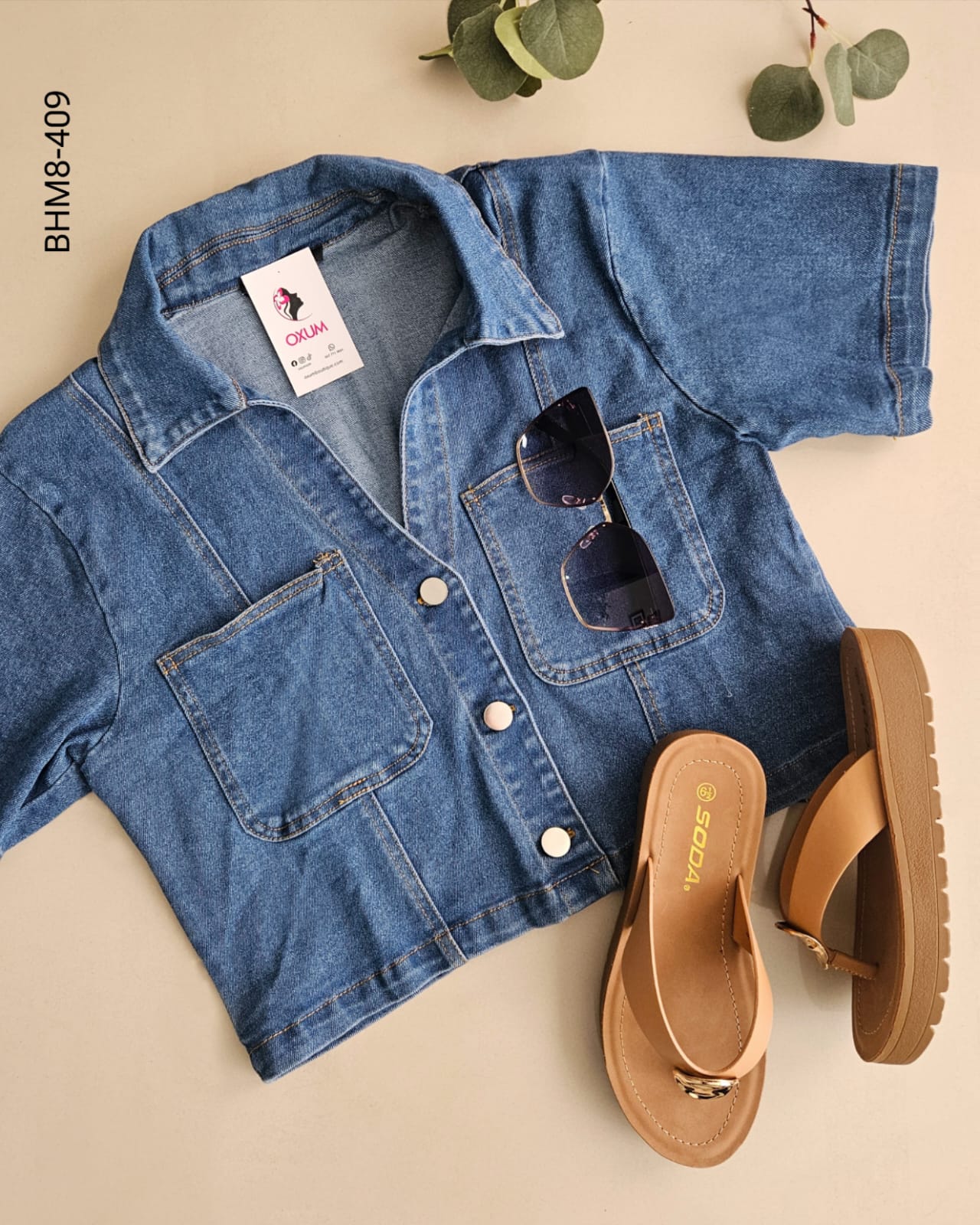 Blusa de mezclilla botones metálicos H 409