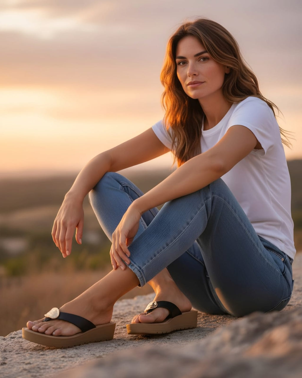 Sandalia de piso hebilla dorada STAMP