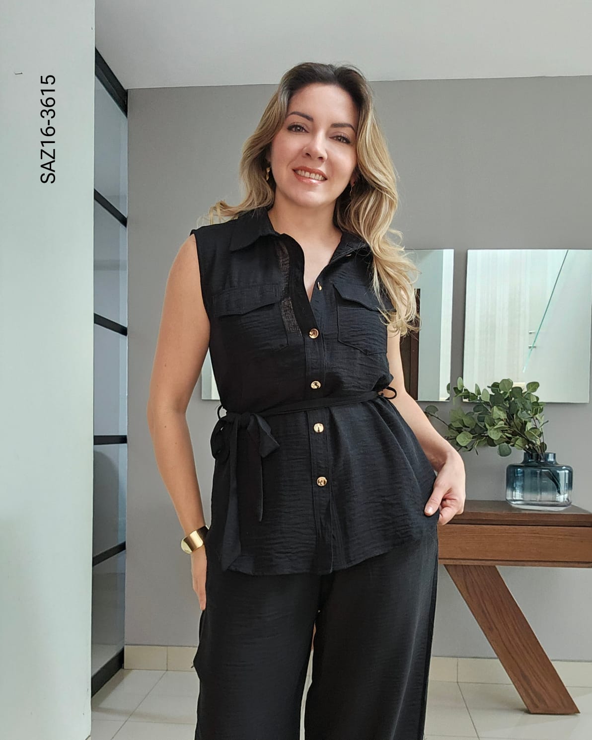 Set blusa sin mangas y pantalón  P 3615