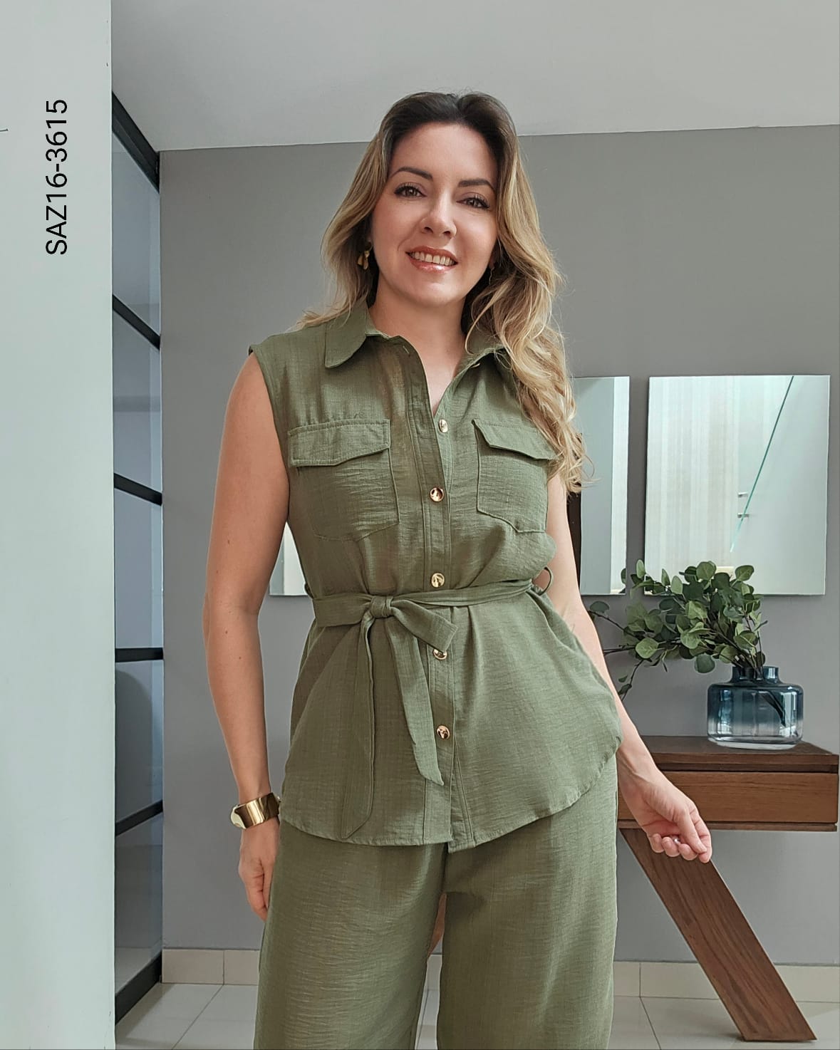 Set blusa sin mangas y pantalón  P 3615