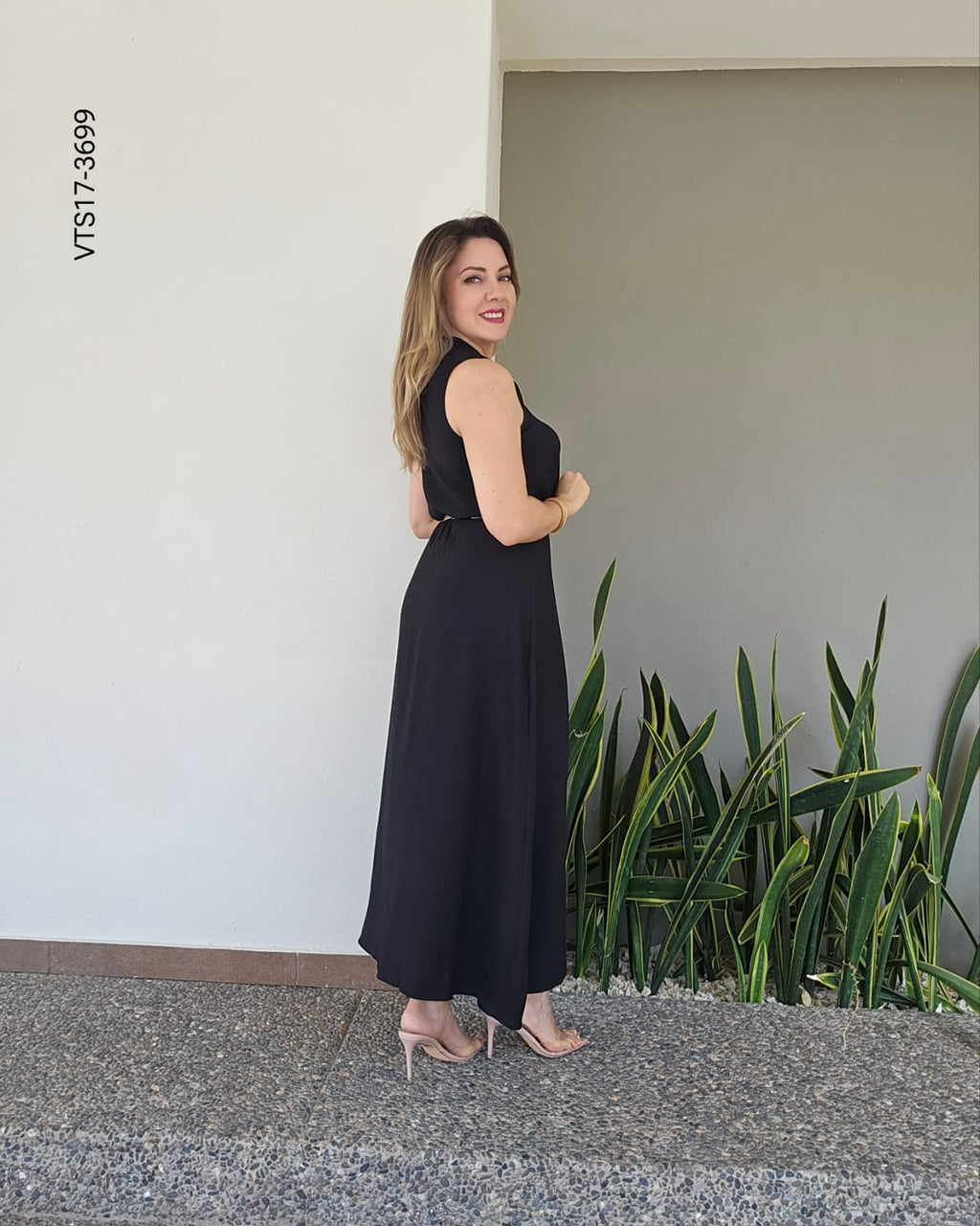 Vestido camisero lino midi Q 3699