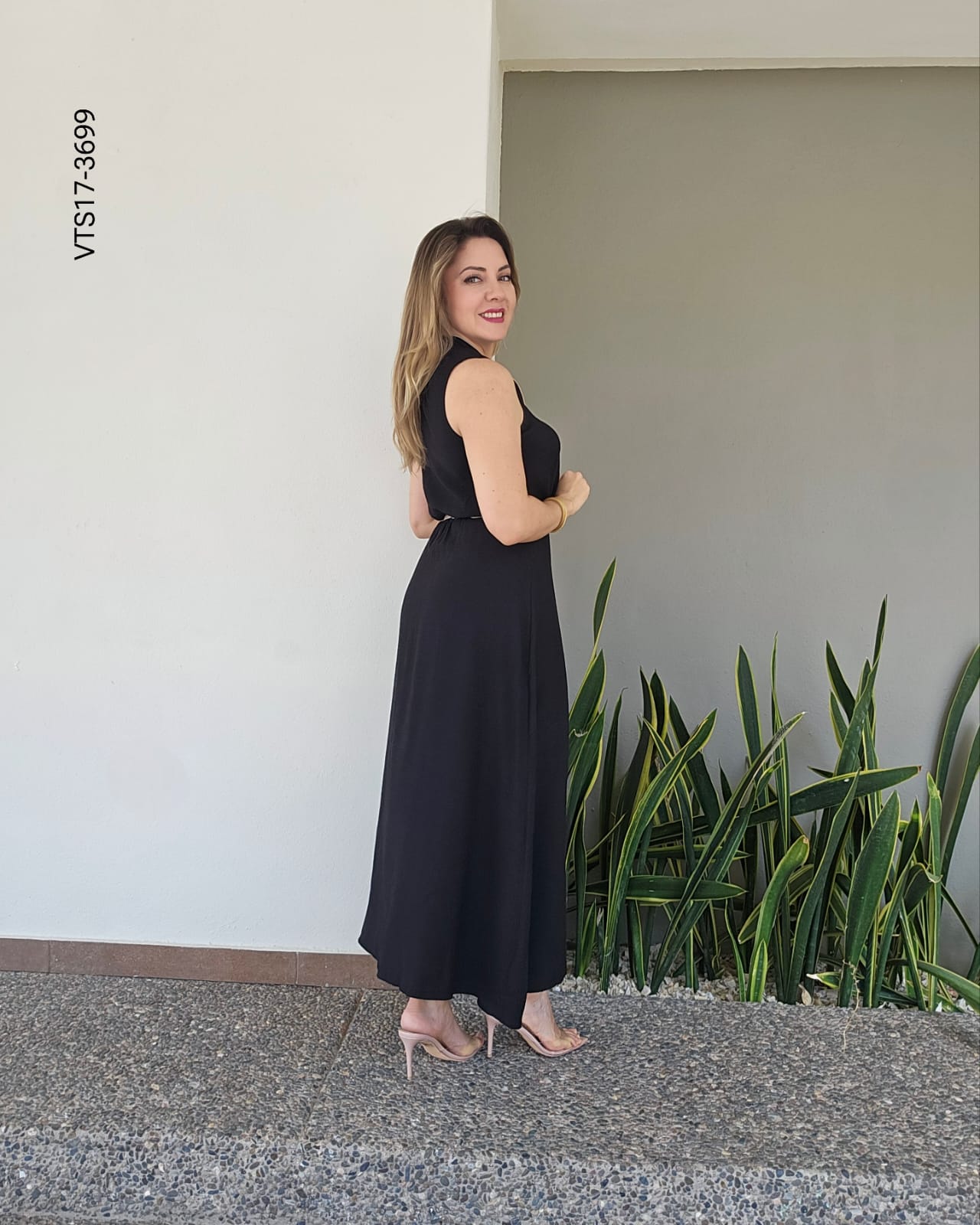 Vestido camisero lino midi Q 3699