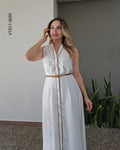 Vestido camisero lino midi Q 3699