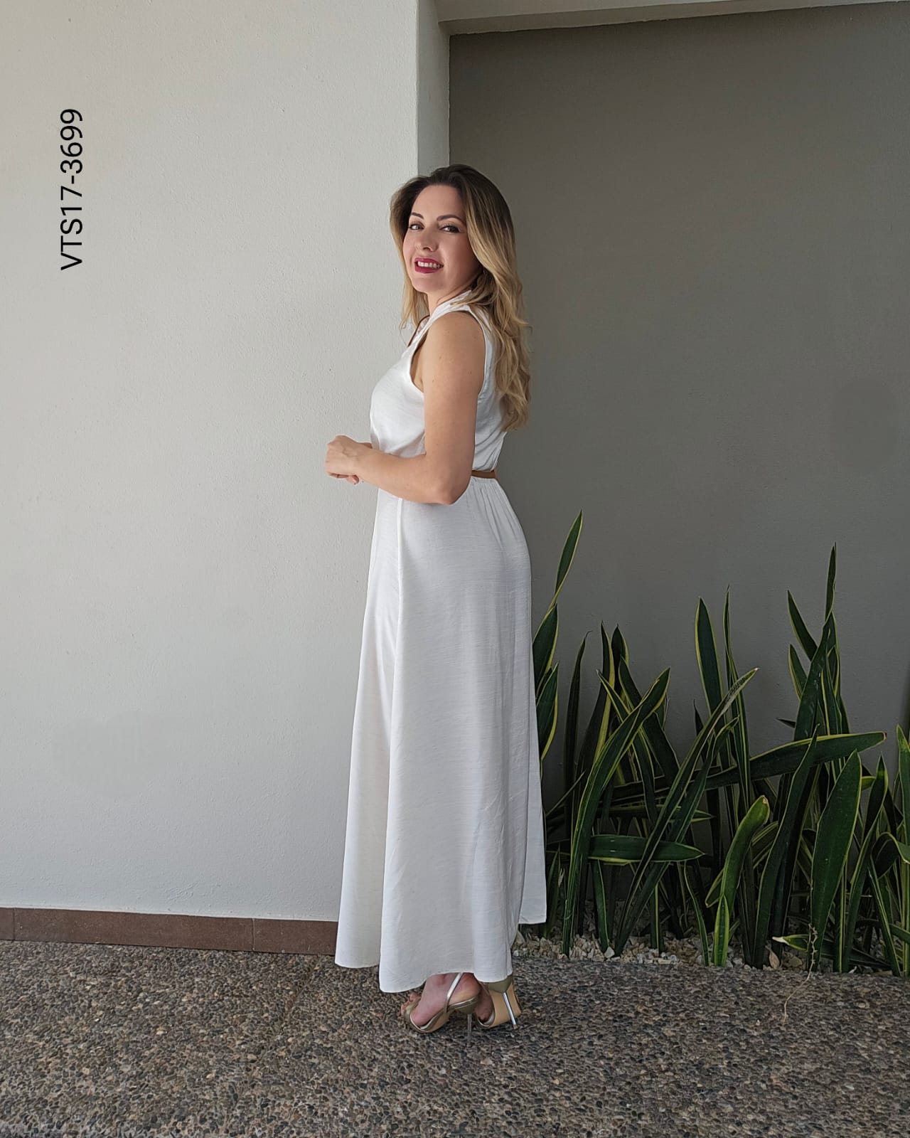 Vestido camisero lino midi Q 3699