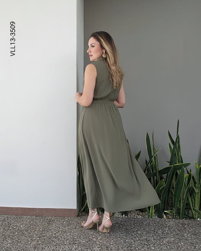 Vestido midi corte línea A modelo 3509