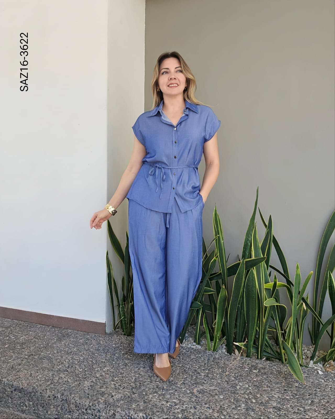 Set de blusa camisera y pantalón P 3622