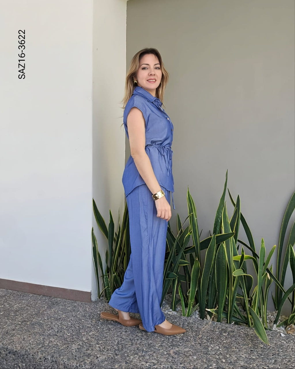 Set de blusa camisera y pantalón P 3622
