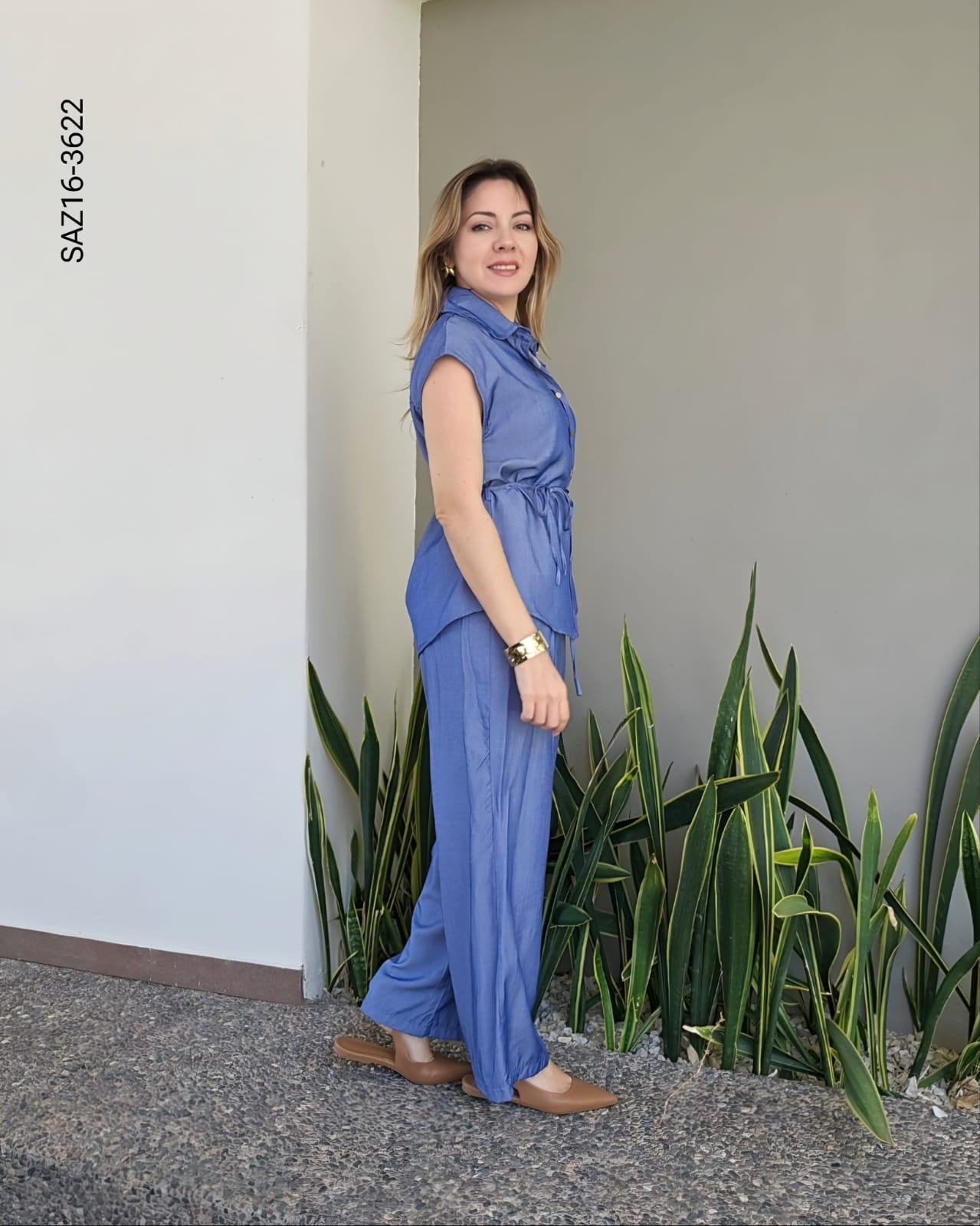 Set de blusa camisera y pantalón P 3622