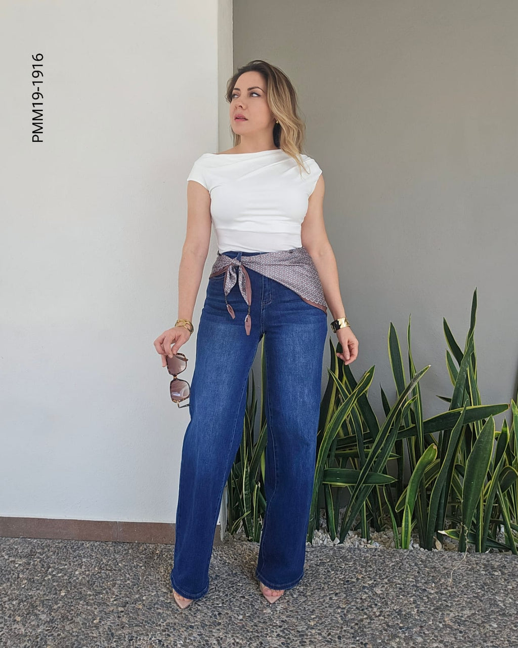 Pantalón de mezclilla corte wide-leg S 1916