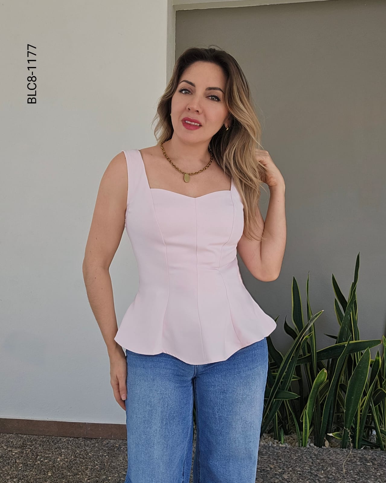 Blusa tipo corset costuras verticales H 1177
