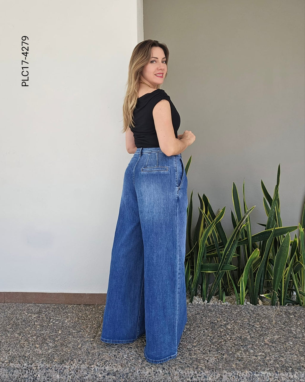 Pantalón wide leg corte alto Q 4279